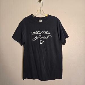 Music Theme Graphic T-Shirt Size Adult M Black White Musician Musical Novelty